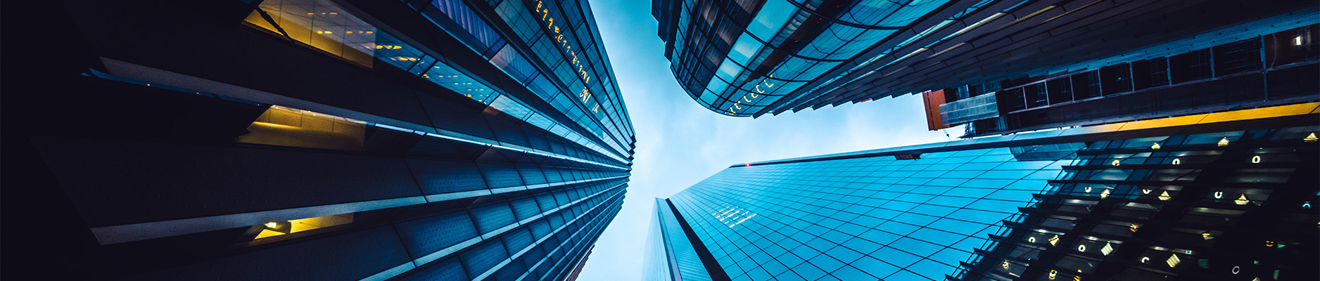 Ground level view of office buildings