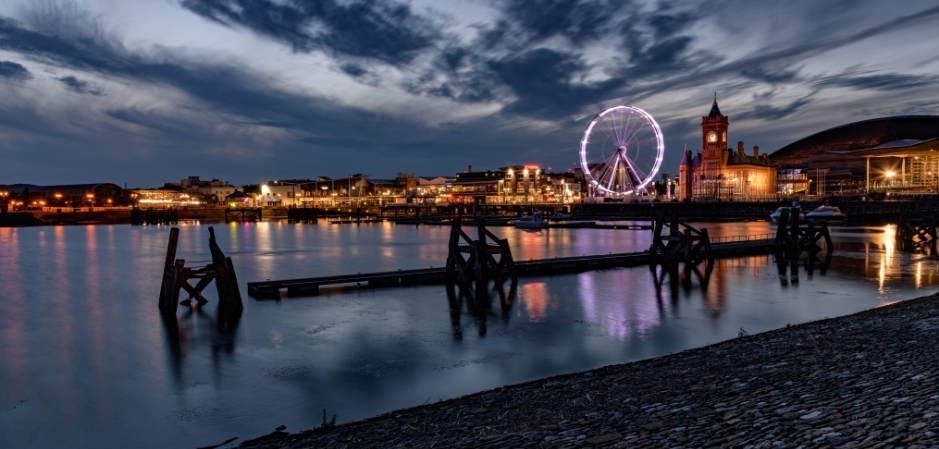 Cardiff skyline at night