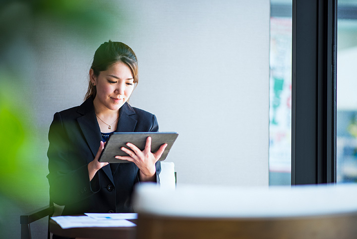 Woman using laptop